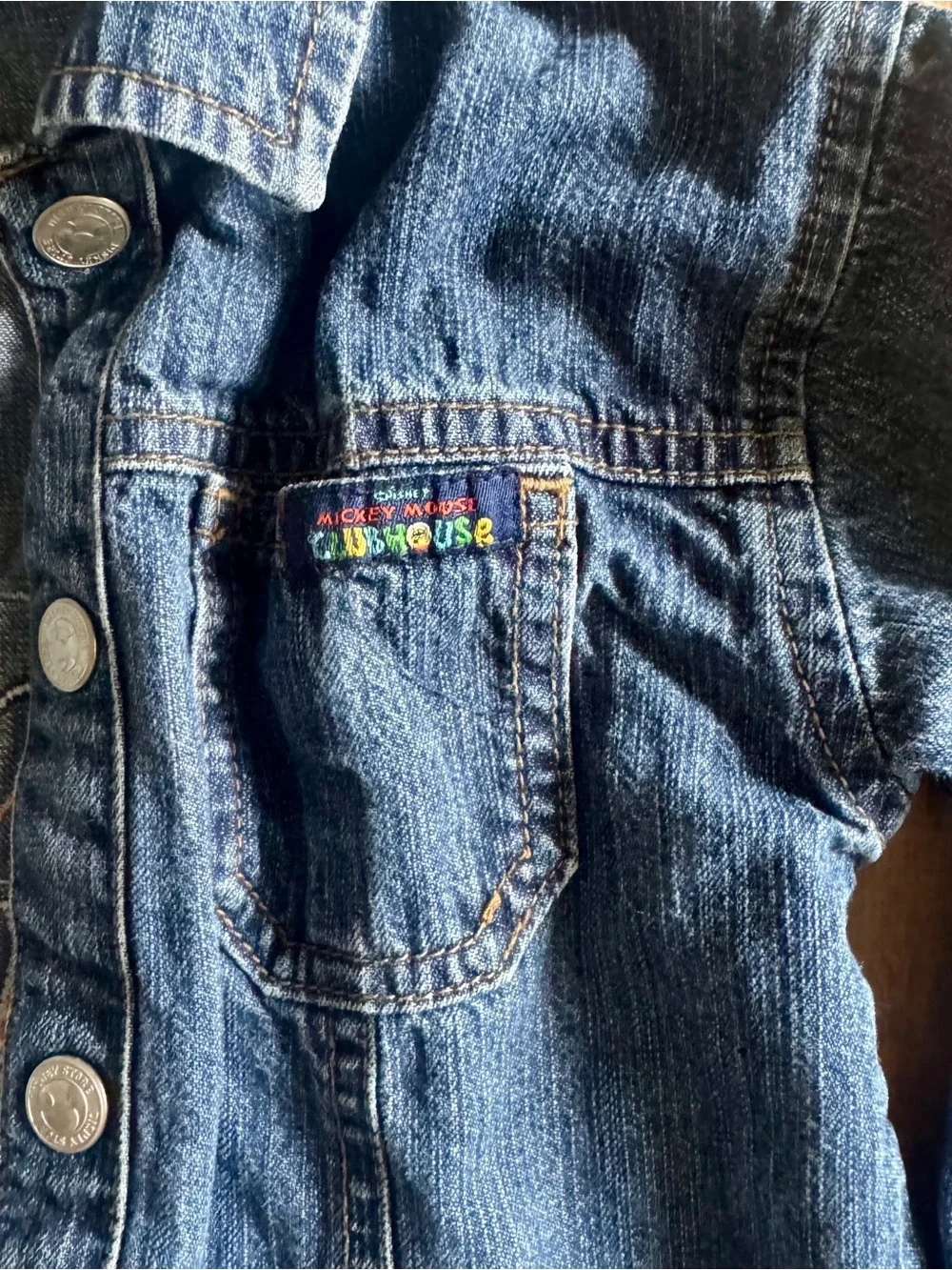 Vintage 90’s Disney Store Mickey Mouse Clubhouse Embroidered Jean Jack Size 2T